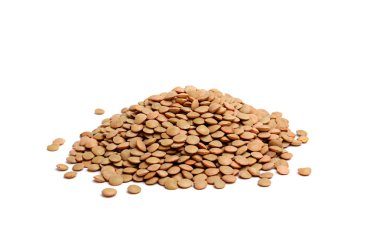 Handful of lentils isolated on white background clipart