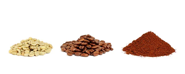 Üç tür kahve çekirdekleri. — Stok fotoğraf