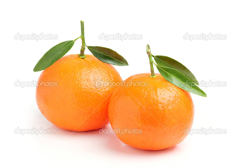 Two ripe,orange tangerine.