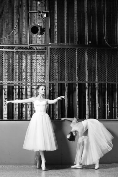 Piękne młode tancerki baletowe na próbie. — Zdjęcie stockowe