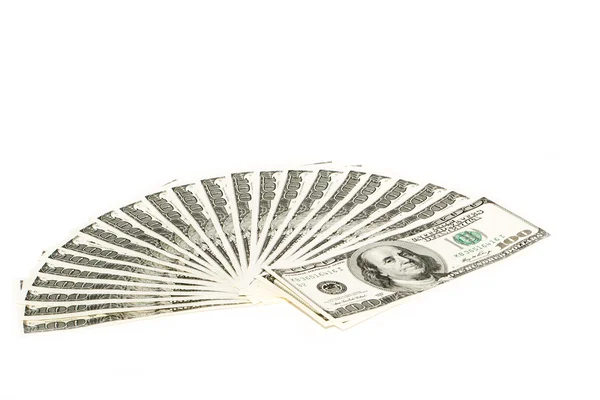 100 dollar bills fan stack — Stock Photo, Image