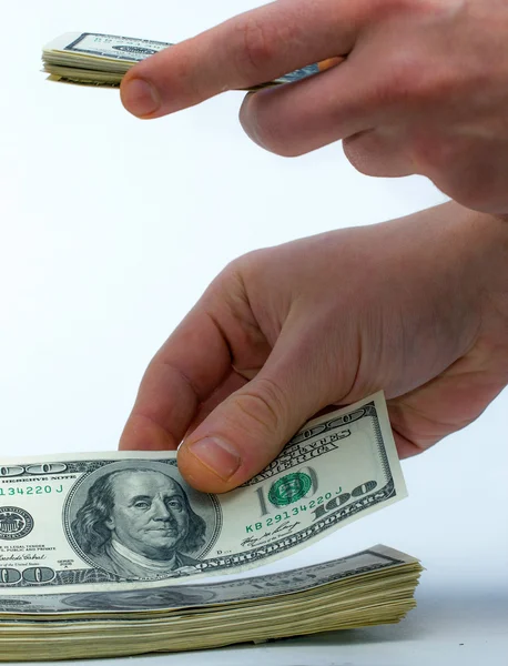 Dollars in man's hands — Stock Photo, Image