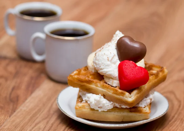 Waffles and coffee — Stock Photo, Image