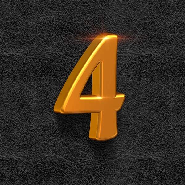 Golden Alphabet Dark Background Number Four Illustration — Stock Photo, Image