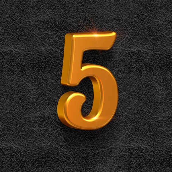 Golden Alphabet Dark Background Number Five Illustration — Stock Photo, Image