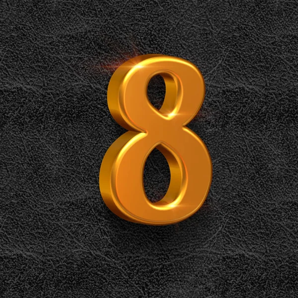 Golden Alphabet Dark Background Number Eight Illustration — Stock Photo, Image