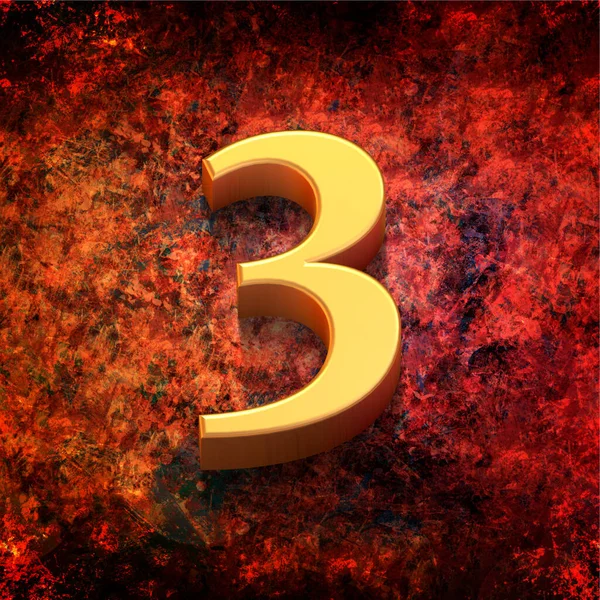 Golden Number Three Red Background Illustration — Stock Photo, Image