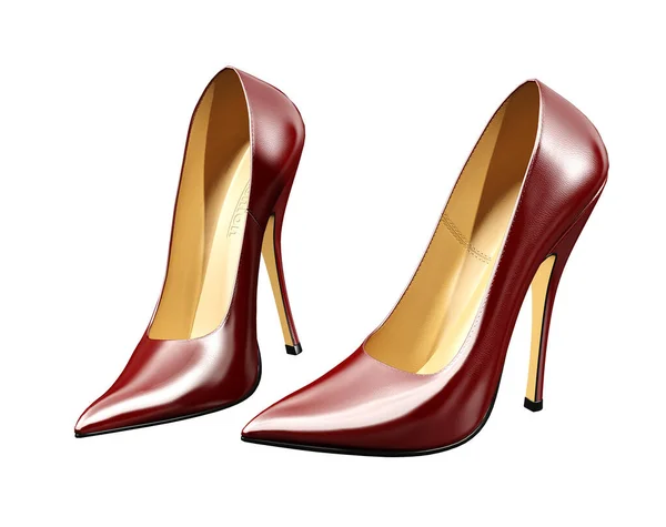 Weibliche High Heel Schuhe Rote Farbe Illustration Glamour Modedesign Pumps — Stockfoto