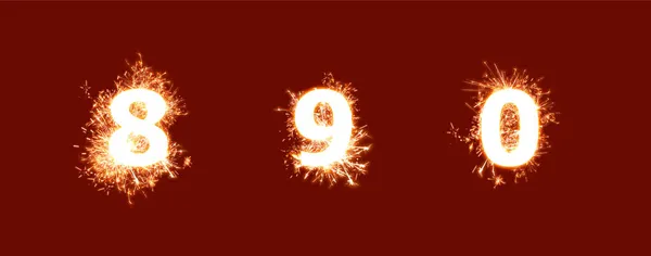 Set Sparkling Numbers Rendering — Stock Photo, Image