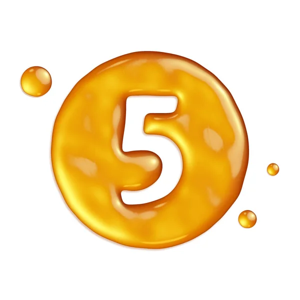 Set Numbers Made Honey Illustration Five — Stock Photo, Image