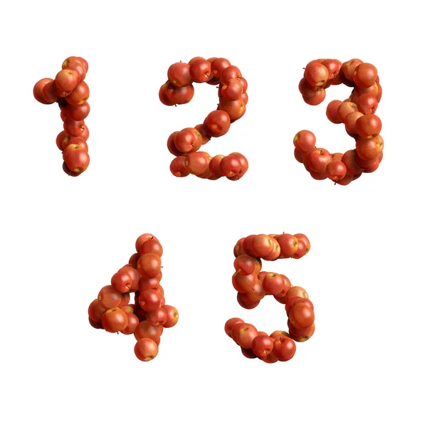 Αλφάβητο Σύνολο Αριθμών Από Μήλα Εικόνα Λευκό Φόντο Ένα Δύο — Φωτογραφία Αρχείου