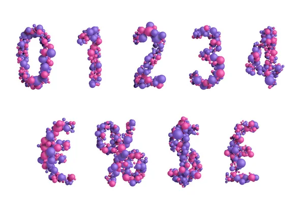 Alfabet Set Nummers Gemaakt Van Veelkleurige Kleine Bolletjes Weergave Nummer — Stockfoto