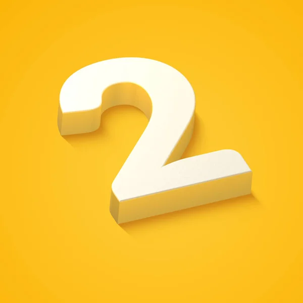 Alphabet Number Two Yellow Background Rendering — 图库照片
