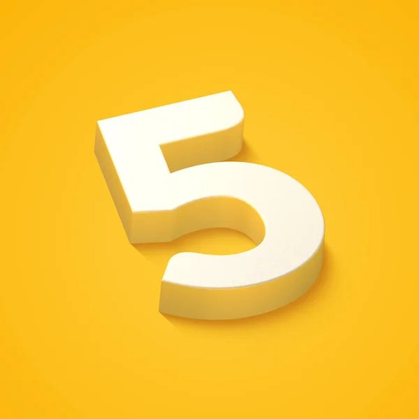 Alphabet Number Five Yellow Background Rendering — Foto Stock