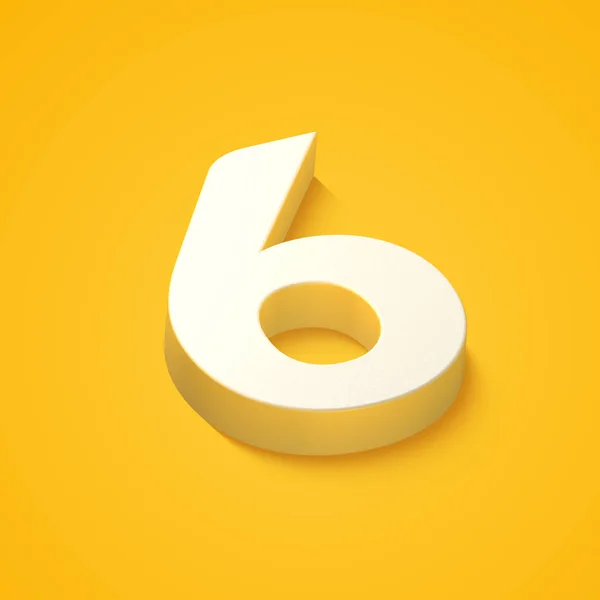 Alphabet Number Six Yellow Background Rendering — Fotografia de Stock