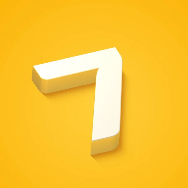 Alphabet Number Seven Yellow Background Rendering — Zdjęcie stockowe