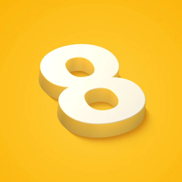 Alphabet Number Eight Yellow Background Rendering — Zdjęcie stockowe