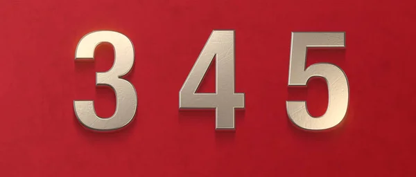 Alphabet Set Metallic Numbers Red Background Three Four Five Illustration — Stockfoto