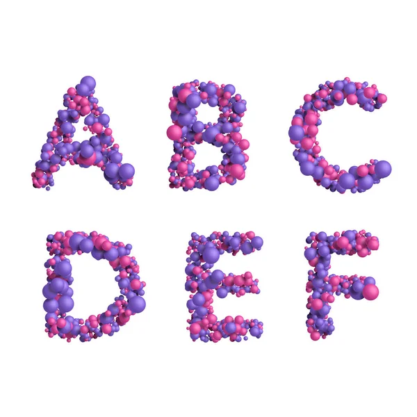 Alphabet Letters Made Multicolored Little Spheres — Stockfoto