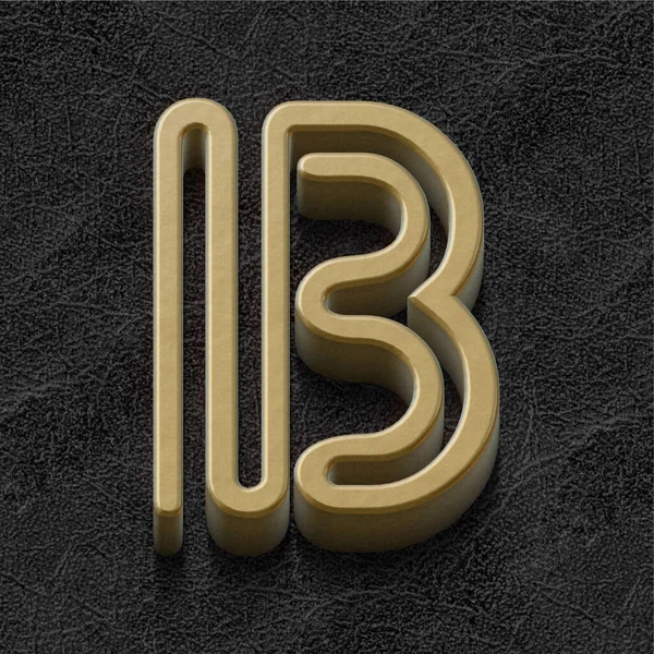 金色字母表 黑色背景上的金属字母A 3D插图 — 图库照片
