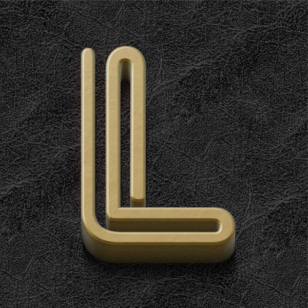 金色のアルファベット 濃い背景の金属文字L 3Dイラスト — ストック写真