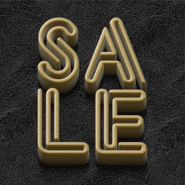 Sale Golden Alphabet Metallic Letters Dark Background Illustration — Stock Photo, Image