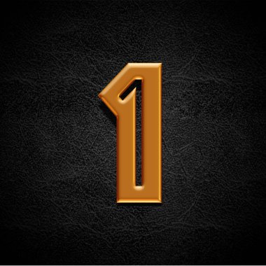 Koyu arkaplanda altın alfabe, bir numara, 3D render
