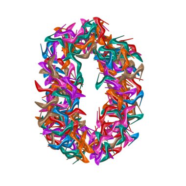 Çok renkli yüksek topuklu ayakkabılar, kadın ayakkabıları, beyaz arka planda 3D çizim, sıfır.