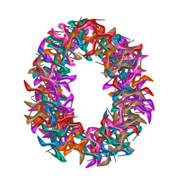 3d alfabe, büyük harf O yüksek topuklu ayakkabılar, beyaz arka planda 3d çizim