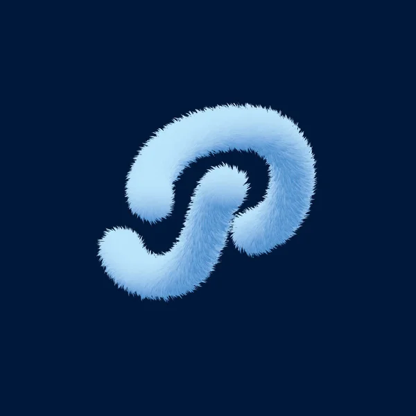 Alphabet Furry Letter Illustration Blue Background — Stok fotoğraf