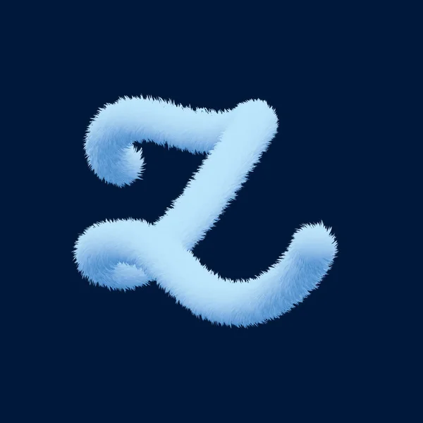 3Dアルファベット 毛皮のような文字Z 青の背景に3Dイラスト — ストック写真