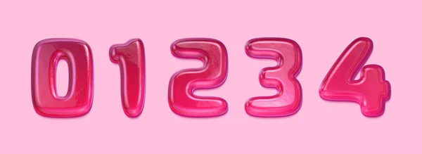 Zahlensatz Aus Bonbons Alphabet Null Eins Zwei Drei Vier Rendering — Stockfoto
