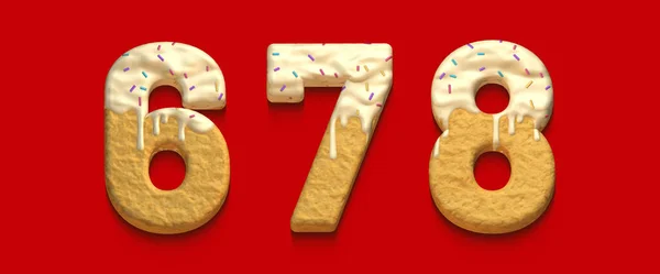 Alfabeto Conjunto Números Feitos Biscoitos Doces Renderização Seis Sete Oito — Fotografia de Stock