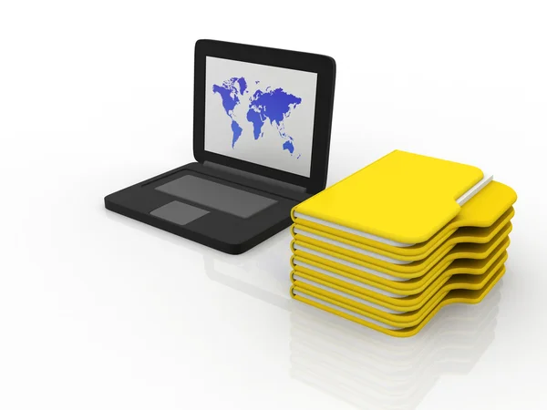 Computer and folder network — Stock Photo, Image