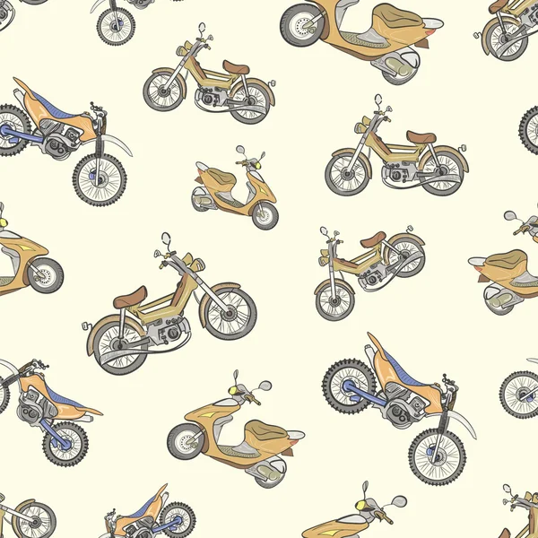 Seamless texture with color mopeds 2 — Stock Vector