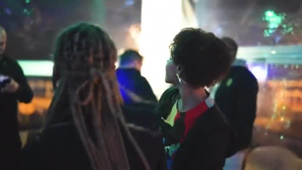 African American ladies nightlife. Dancing on stage of clubbing music party. — Stock Video