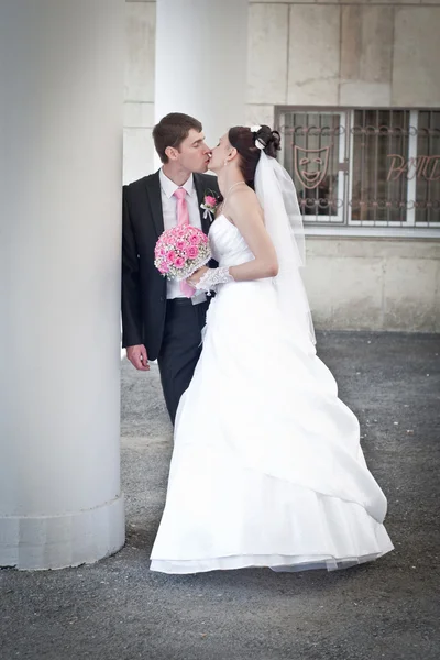 Mooie bruidegom en de bruid — Stockfoto
