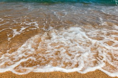 kumlu bir plaj dalgalar