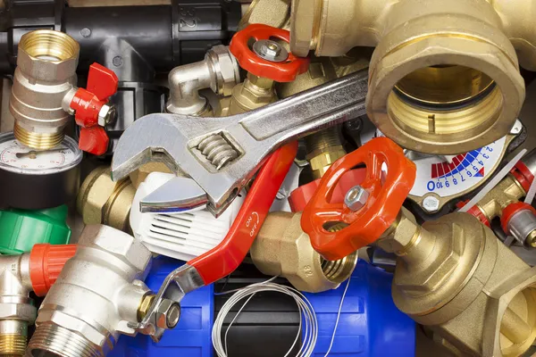 Various plumbing accessories and parts — Stock Photo, Image