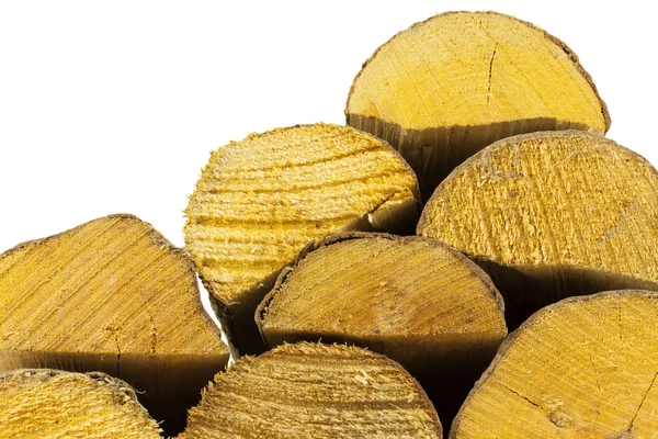 Weergave van de stapelvolgorde brandhout vanaf de onderkant — Stockfoto
