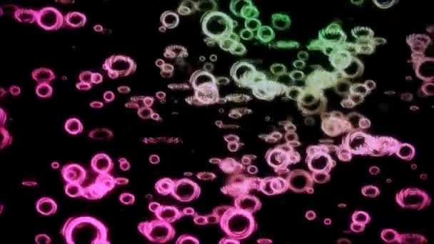 Αφηρημένη πολύχρωμα κύκλους σε φόντο με μαύρο χρώμα — Αρχείο Βίντεο