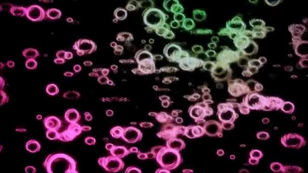 Cercles multicolores abstraits sur fond noir — Video