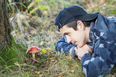 sinek agaric izlerken orman çocuğu