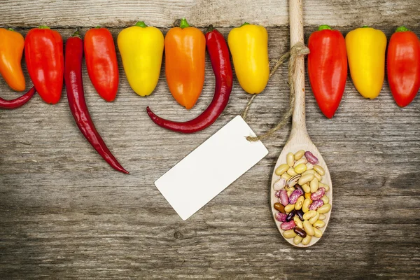 Variety paprika with chili pepper and beans 2 — Stock Photo, Image