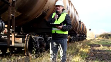 tank vagonları Bölüm 12 yakınındaki demiryolu çalışanı