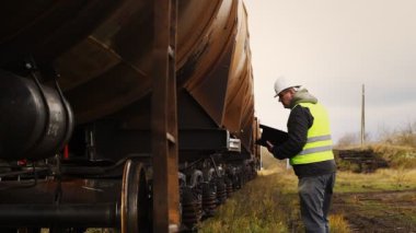 tank vagonları Bölüm 10 yakınındaki demiryolu çalışanı