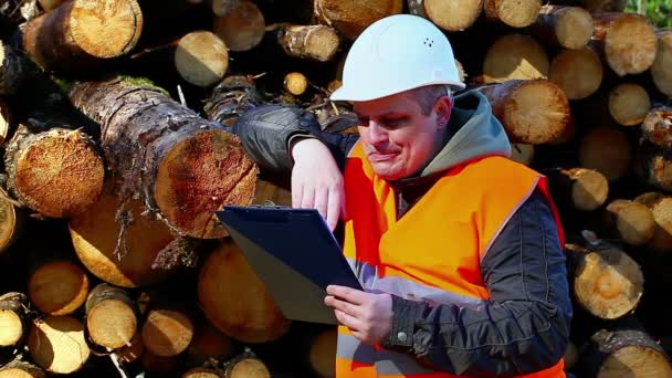 Lumberjack in forest episode 5 — Stock Video