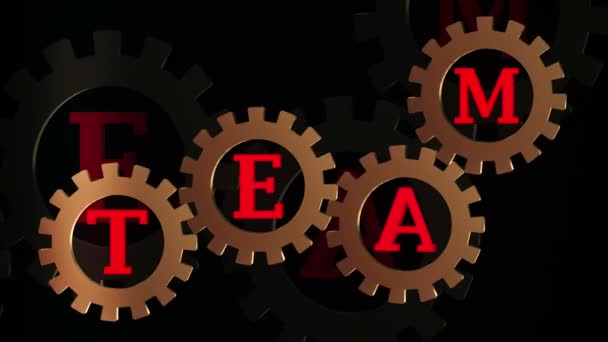 Abstract gears with inscription TEAM episode 4 — Stock Video