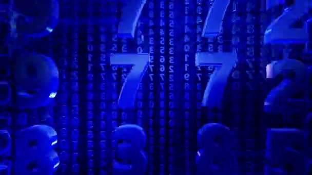 Abstrakte Zahlen in blauer Farbe — Stockvideo