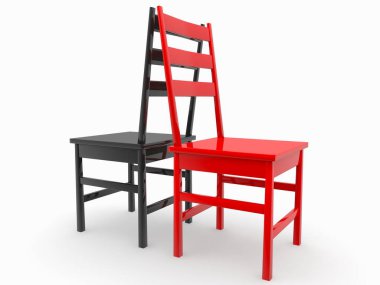 Siyah ve kırmızı iki sandalye kavramı